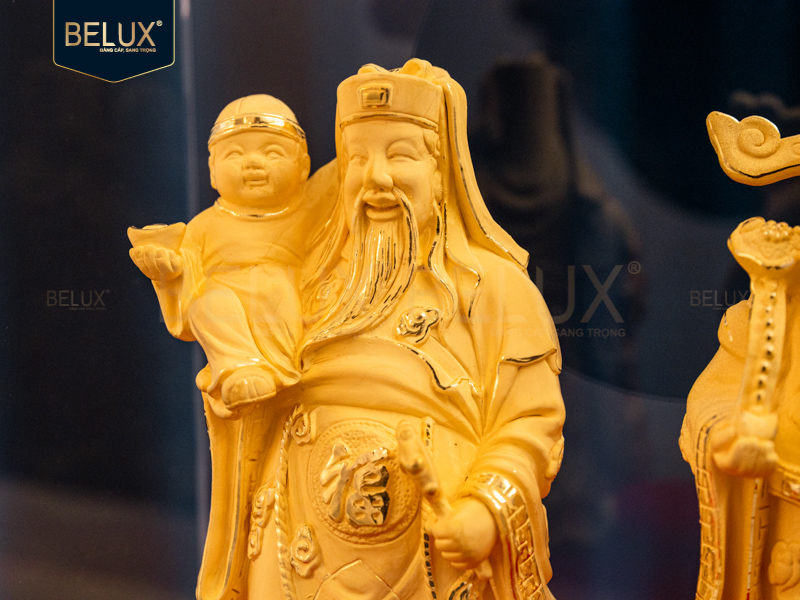 Bộ tượng tam đa Phúc Lộc Thọ vàng cát 12x11x26cm